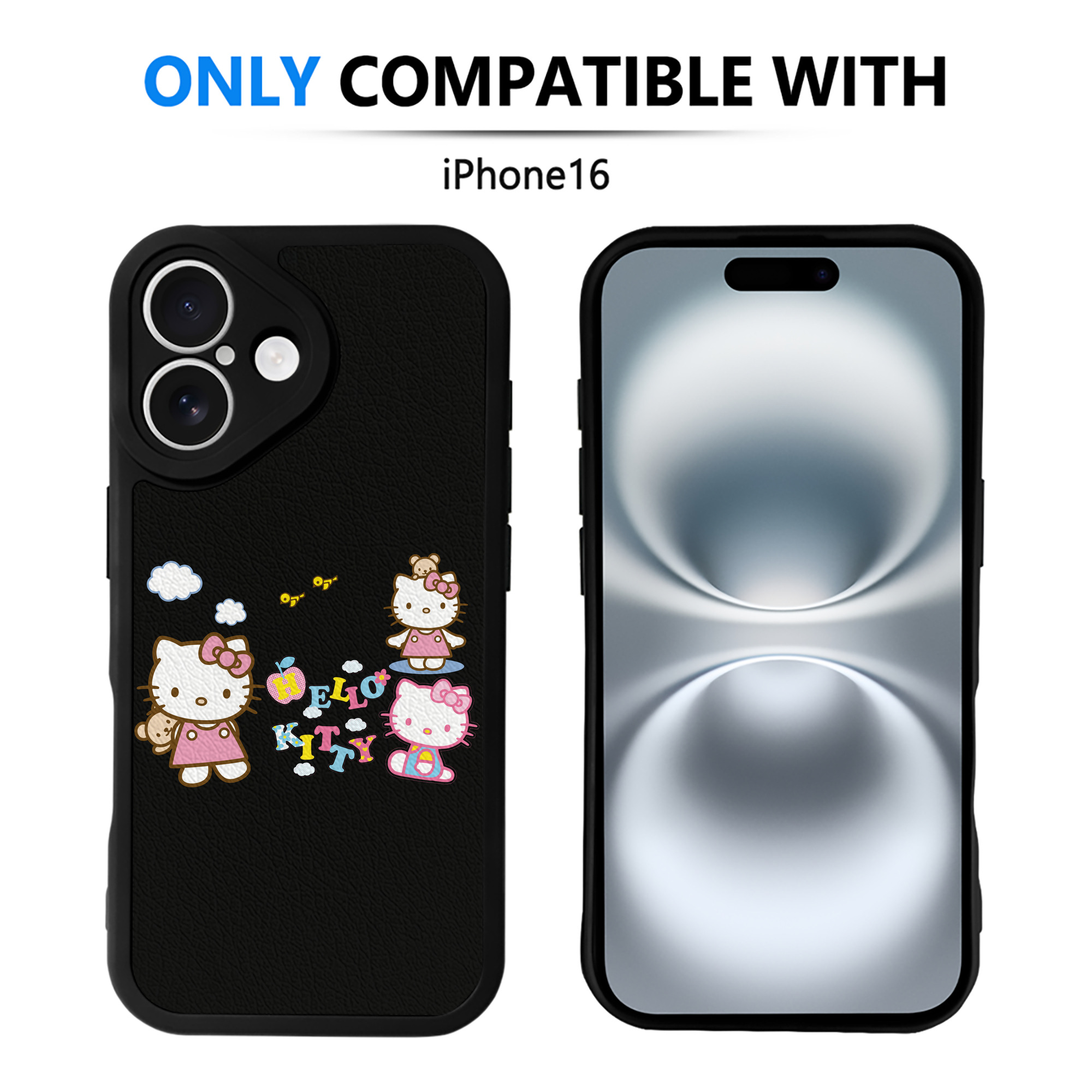 （画像用） Hello Kitty ハローキティ 【iPhone 16シリーズ対応】シリコンスマホケース（レザー調） 材質：シリコン